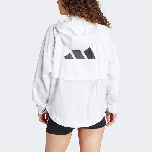 
adidas: Wind.Rdy: Hyperglam striped logo printed long-sleeved hooded jacket jacket for women official flagship white 2XL