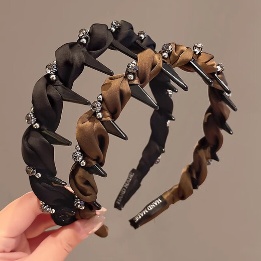 BARY REEF high cranium rhinestone headband women's 2025 new face wash special headband daily wear hair band pressure hairpin headwear black rhinestone headband