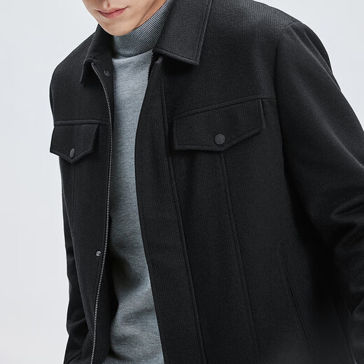 Septwolves Jacket Men's Jacket Autumn and Winter Lapel Textured Knitted Wool Warm Antistatic Fashion Casual Men's Clothing