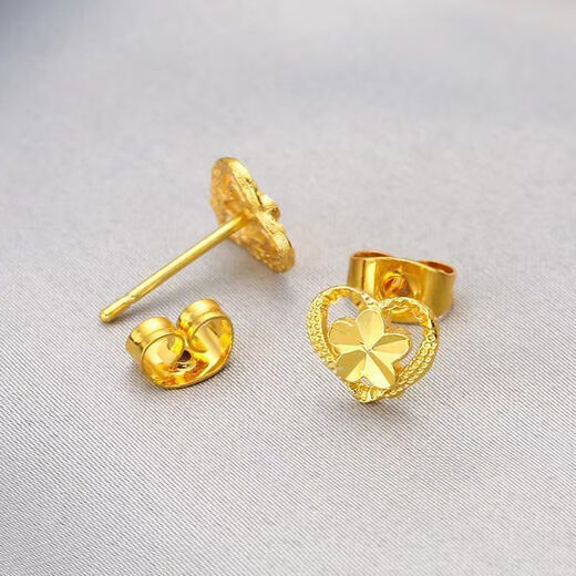 UHFQ old phoenix new Chinese style flower love sand gold earrings and earrings for girlfriend birthday gift poetic love flower gold earrings 2.69
