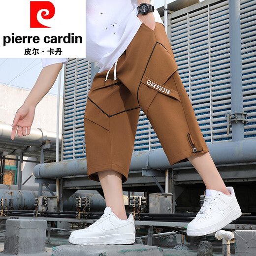 Pier Cardin Cropped Hosen Herren Sommer Dünne Freizeitshorts Teenager Arbeit Kleidung locker schnell trocknen, gerade leges Design Sinn geschnittene Hosen 6629 Schwarz M.