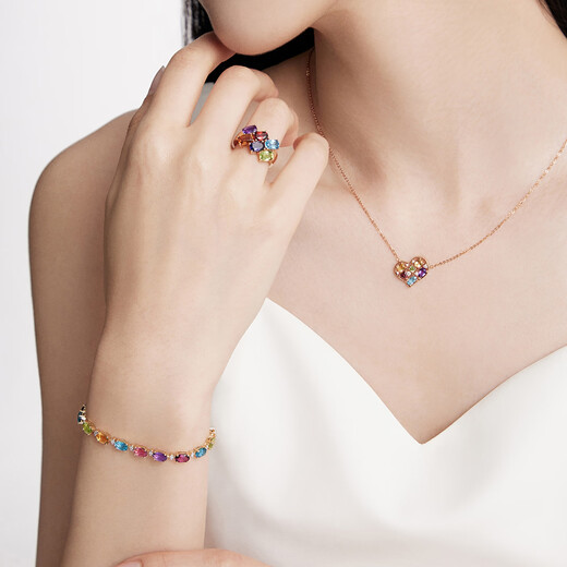 
Chow Tai Fook ENZO 18K Gold Colorful Gem Ring Women's Gift EZV3886 No. 10