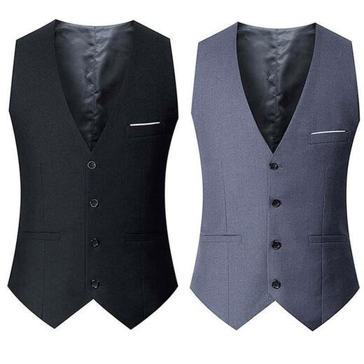 ZoScheck Korean version jacket suit men's vest men's horse clip slim and handsome business casual professional groomsman formal wear black XL