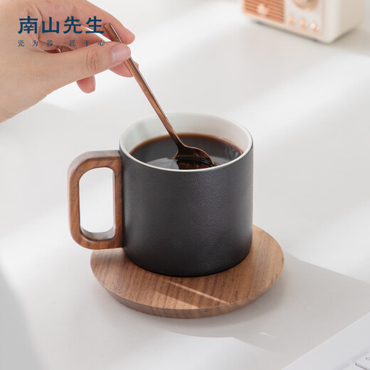 Mr. Nanshan Hanjian high-end coffee cup ceramic black afternoon tea cup and saucer set exquisite men's birthday gift latte cup
