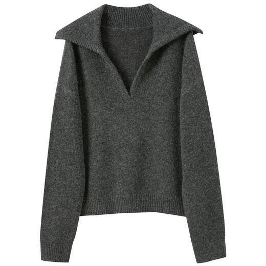 Sancai 2025 Automne Nouveau Slim Pullover Pull en tricot en lâche Abèle Large Simple Long Mannef Casual M Green Deep Grey Pré-vente [Paiement dans les 15 jours] S 155 / 80A