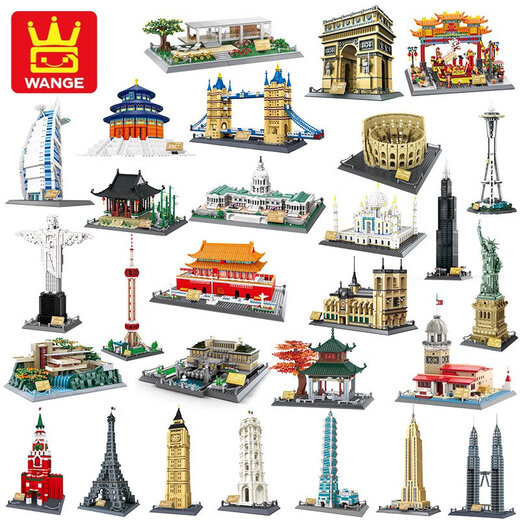 Wange Yellow Crane Tower Tengwang Pavilion World Wahrzeichen Gebäude Modell kleine Partikel Bausteine ​​Wohnzimmer Ornamente Baugruppe Spielzeug 5219 Moskau Kreml Bell Tower 1047
