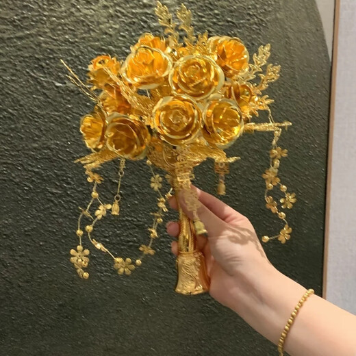 Nuevo estilo de rosa rosa rosa novia regalo de la novia de la mano dorada materiales chinos de bricolaje rosa espina hecha a mano (bolsa de material + caja de regalo con bolsa