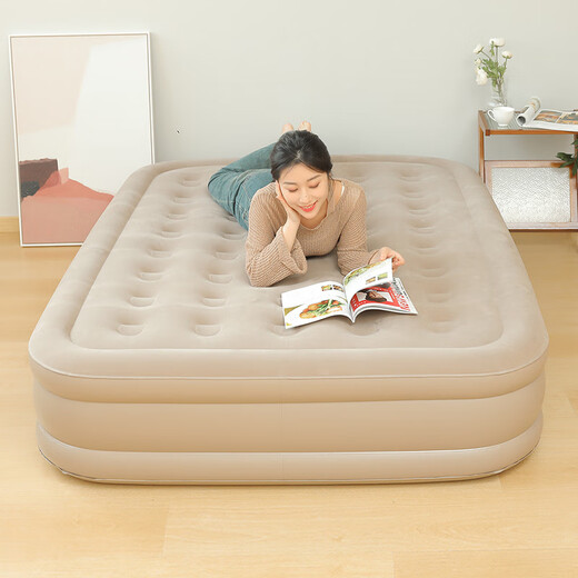 He Jiagong inflatable bed single 1.2 folding automatic inflatable mattress nap student air mattress home floor bed double 1.5 200_200_25cm 4 generation pump 5 minutes self-stop