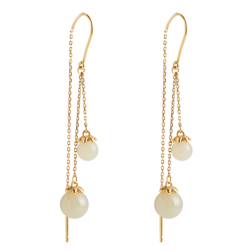 Ginqianhui 925 sterling silver Hetian jade earrings for women, 2025 new earrings, Valentine's Day birthday gifts for girlfriends, clear dew drop earrings/selected Hetian jade + merchant delivery/written greeting cards, anniversary gifts/exquisite gift boxes/for girlfriends, for moms