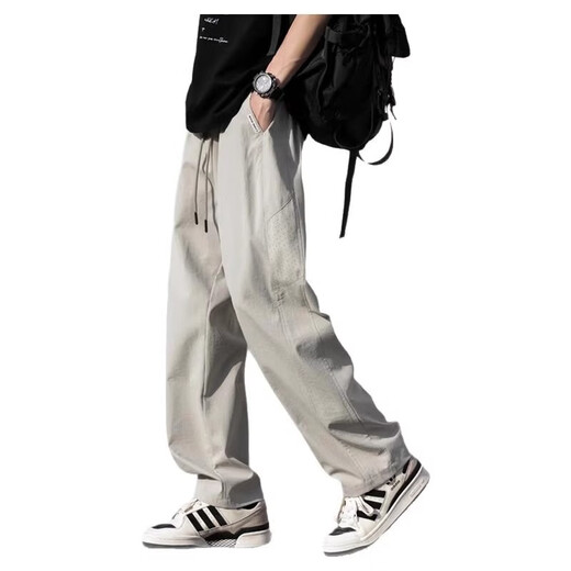 Pantalon occasionnel de pic pour hommes 2025 Tendance d'été Pantalon droit de soie pantalon droite pour hommes adolescents drapage polyvalent pantalon haut de gamme pour hommes 6636 Green militaire 3xl recommandé 165-180jin [Jin est égal à 0,5 kg]