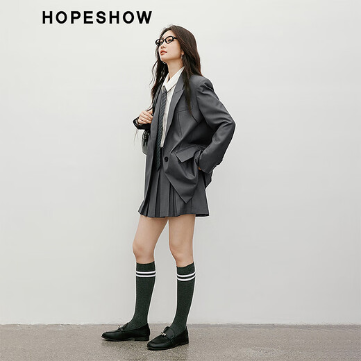 Red sleeve high-end and atmospheric suit jacket 2025 autumn new women's deconstructed structure line gun lapel niche suit gray 060 M