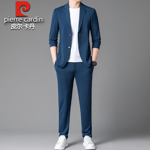 Pierre Cardin high-end seamless suit suit men's summer new thin suit jacket business formal casual sports two-piece set black two-piece set XL 125-145Jin Jin equals 0.5 kg