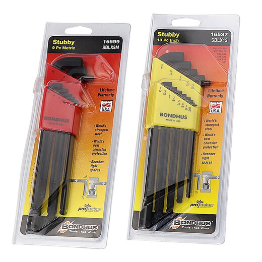 
Deer color imported from the United States BONDHUS metric Imperial short head head hexagon wrench 1659216599 16792 Metric chrome plating special length short elbow 7 packages