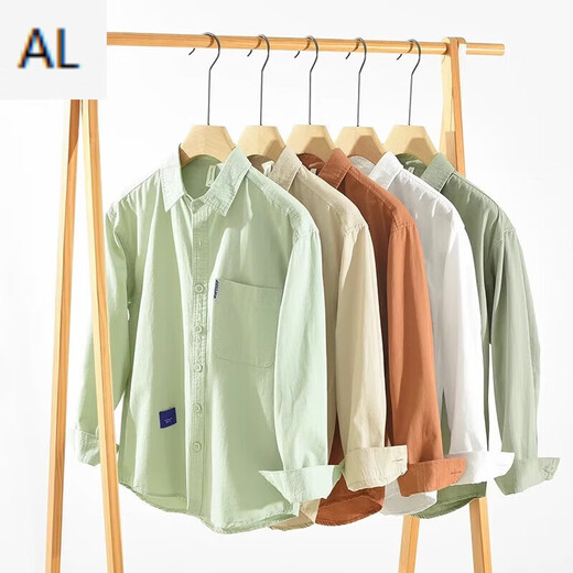 LA teenager long-sleeved shirt men's trendy brand cotton shirt spring and autumn work jacket 2025 new 6625 light green M