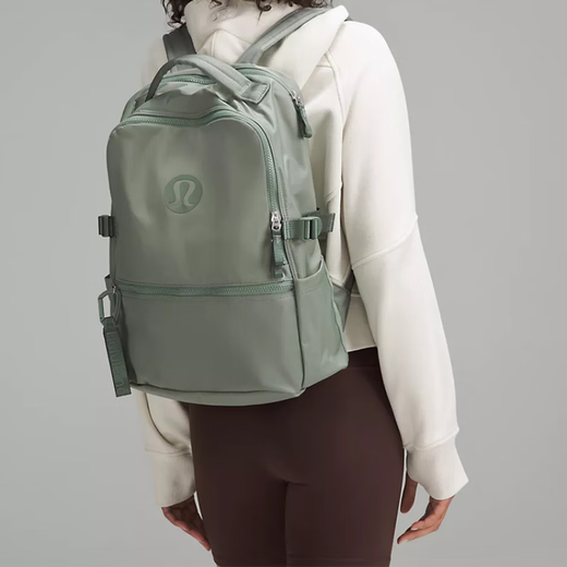 Lululemon Crew22L Casual und modische Nylon -Rucksack reguläre Männer und Frauen Gleiche Paare Eukalyptus Farbe grau Eukalyptus Farbe