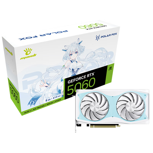 Renaissance Interest-free Optional GeForce RTX 5060 OC 8GB GDDR7 Snow Fox DLSS 4 White Graphics Card Black Myth E-Sports Design Live AI Independent Graphics Card RTX 5060 OC 8GB GDDR7