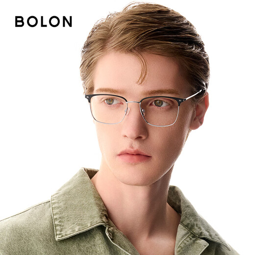 Bolon Tyrannosaurus-Brille Wang Hedi Das gleiche 25-jährige neue Produkt Myopia Gläsers Rahmen Titanium Augenbrauenrahmen kann mit BA7009 B15 Mattschwarz Silber/Halbgloss mattes schwarzes Einzelrahmen abgestimmt werden