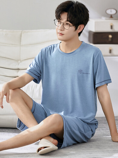 Tuqian (Tuqian) Tuqian Home Clothing Мужская плюс жир плюс большие шорты с коротким рукавом пижама летняя мужская модель модальная короткая рукава 2025 Новая модель 6623 L Размер Все размер