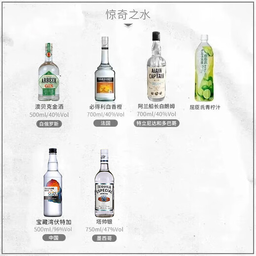 澳贝克长岛冰茶 鸡尾酒调酒套装 龙舌兰 伏特加金酒朗姆酒力娇酒果酒 700mL 6瓶 组合装 澳贝克预调酒