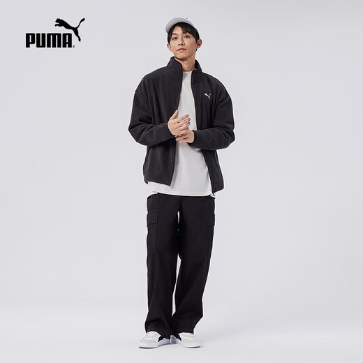 PUMA loose and versatile stand-up collar polar fleece jacket for men and women couples autumn and winter sports jacket 686093