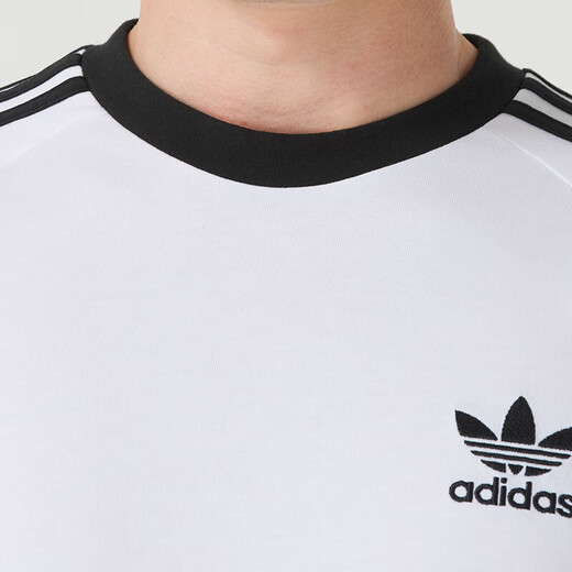 阿迪达斯 （adidas） 三叶草男装女装夏季新款情侣修身长袖T恤棉质透气休闲运动服 黑色/IA4877 2XL