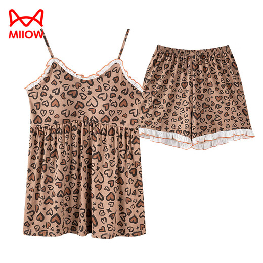 Catman (miiow) Pyjamas modal pour les femmes en été en soie en coton en coton mince avec poitrine de gilet à poitrine