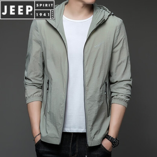 Jeep Spirit pu Sen Sun Protection Kleidung Herren Sommer dünne Outdoor-Eis Seidenhaube Sonnenschutzmantel N9928 Mist Blue M 170 105-120jin [Jin ist gleich 0,5 kg]