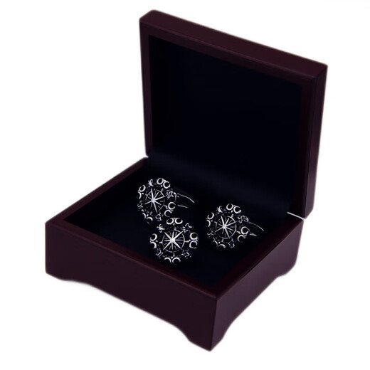 Cijia Herrenbrosche Anzug Brosche mit Platin Navigator Kompass Gold Silber Retro Kragen Nadelanzug Brosche für Frauen Gold mit freien Stellen Brosche + Manschettenknopf
