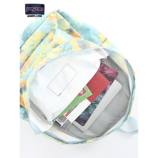 JANSPORT 20 NEU NEU SONNEFLOWER Leichtes Student Rucksack Mode gedruckte Rucksack mit großer Kapazität Pendelbeutel 4queli1-Sungblumen (Computerfach + Wasserbecher Seite