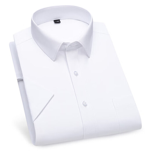Romon Summer à manches courtes Shirt Men's Ice Silk Thin Bamboo Fiber White Shirt Professional Business Officiel Half Mancheve Top Men's Dx6625 38 (105)