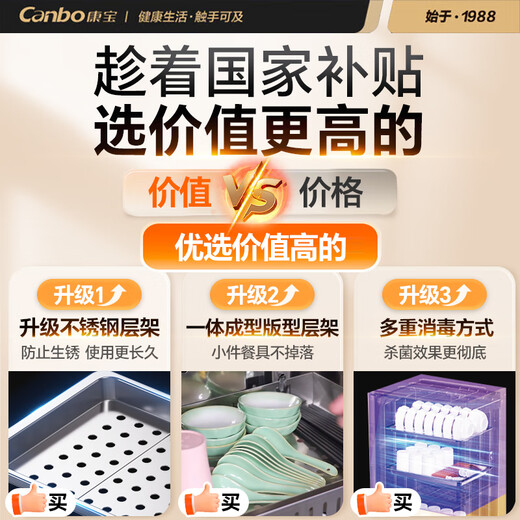 Canbo Disinfection Cabinet Home Vertical Disinfection Cupboard UV Desktop Cupboard Small Kitchen Storage Tableware Teacup Drying Machine XDZ115-LC3T National Subsidy