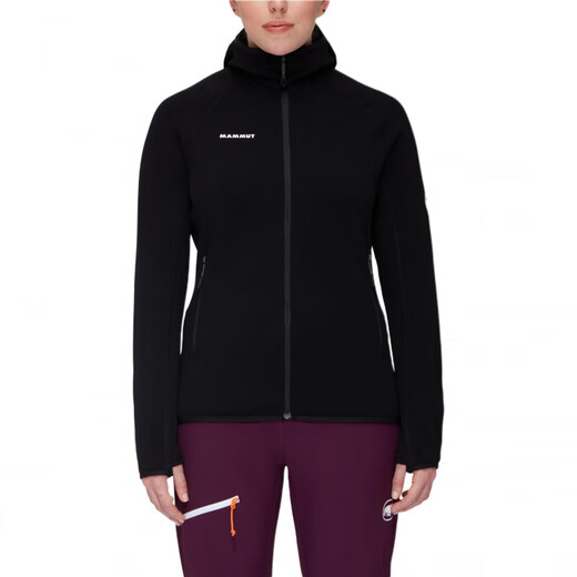 Mammoth (Mammut) Solid Color Logo Print Kapuzenzipper Langarmjacke für Frauen schwarz xs