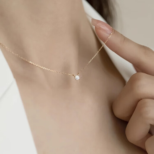 CAOX 18K gold diamond cultured diamond necklace for women 30-point pendant gold rose gold platinum 50-point single diamond for girlfriend 18K gold color 10-point cultured diamond necklace-38+5cm