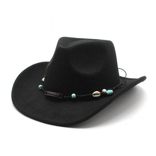 XINBUCKS Western Cowboy Hat Ethnic Style Top Hat Tibetan Style Casual Hat Jazz Hat Stage Props Felt Hat White Suitable for 55-58cm