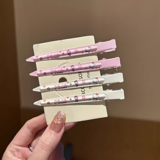 
Cute Sanrio KT Cat Relaxed Bear Alloy Duck Clip Summer Sweet Girl Broken Hair Bangs Clip Hair Card Cherry Bear 5 Hair Picks