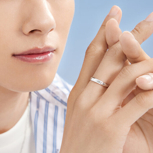 Lukfook Jewelry Platinum 950 True Love as Ever Platinum Ring Couple Wedding Pair Ring Single Price F63TBPR0005 No. 14-3.14g (including labor cost 301 yuan) Women's model