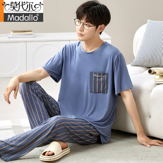 Modal Herren Pyjamas Sommer 2025 Neues Kurzarm -Eis Seiden Großgröße Lose Home Clothing Can Can Outdoor Home Clothing Set 6624 4xl