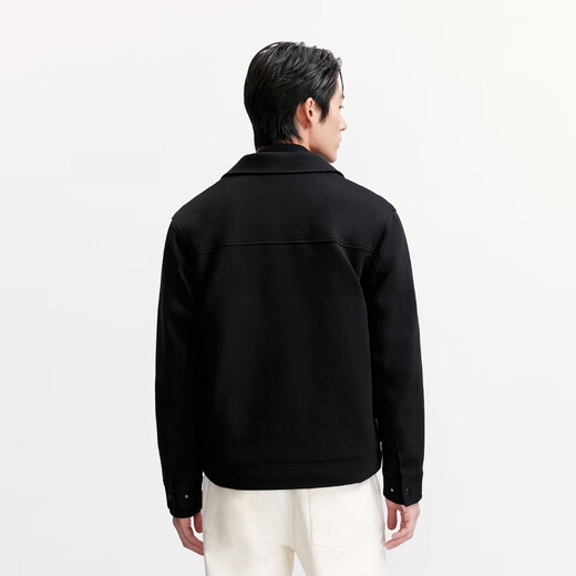 JACK&JONES 25-year men's autumn jacket men's zipper lapel short jacket men's black knitted casual long-sleeved top E43 pure black M (175)