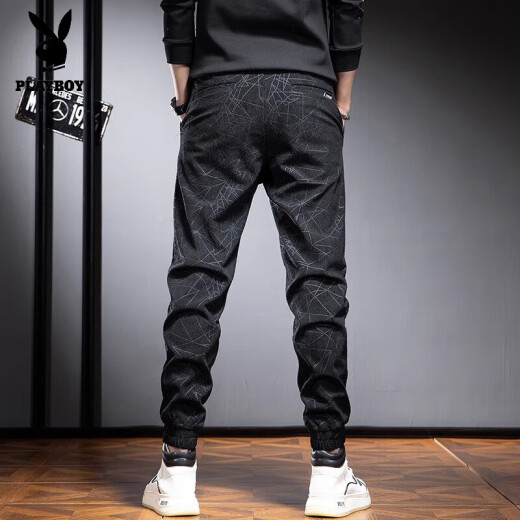 Pantalones playboy jeans casuales de moda para hombres pantalones atados a los hombres de verano seda delgada de hielo delgado nuevo pantalones de trabajo de pierna ancha regular l adecuado para 116-135jin [Jin iguala 0.5 kg] adecuado para 116-135Jin [Jin equivale a 0.5 kg]