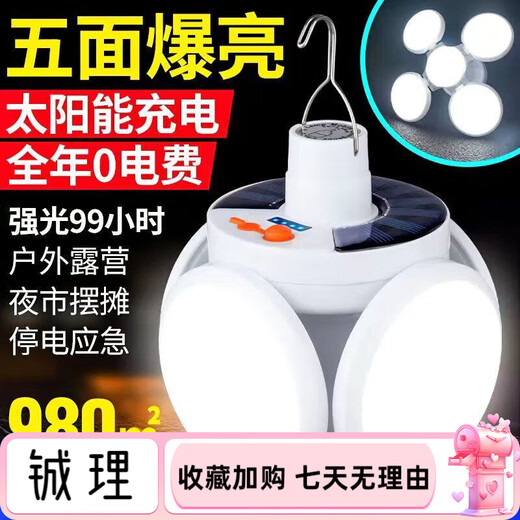 柏潮太阳能充电灯泡可折叠足球灯太阳能照明灯内挂停电应急夜市摆摊 爆亮充电款691平71时