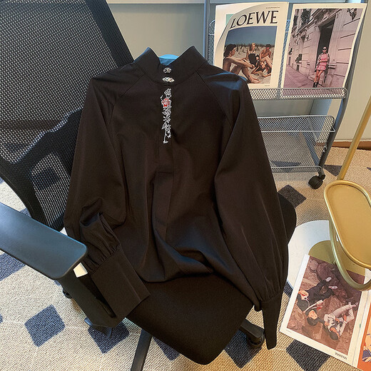 AEMAPE new Chinese style white autumn shirt for women, tops with horse skirts, ethnic national style shirts 2026 new style regular white S recommended 80-100Jin Jin equals 0.5 kg