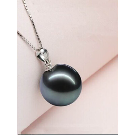 Fat Donglai's same style Tahitian pearl pendant seawater black pearl pink silver pendant perfect round white pearl white 9-10mmx45cm