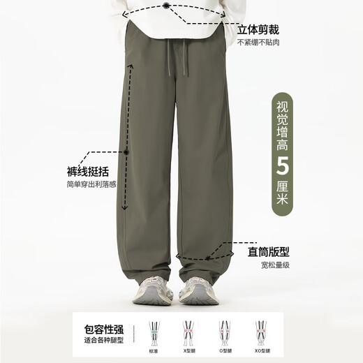 MINISO American straight casual pants for men in autumn new fashion crisp and loose outdoor sports long pants dark gray XL