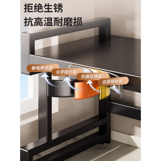 Jibaiju kitchen microwave oven storage rack multi-function table telescopic bracket household multi-layer oven rice cooker storage rack
