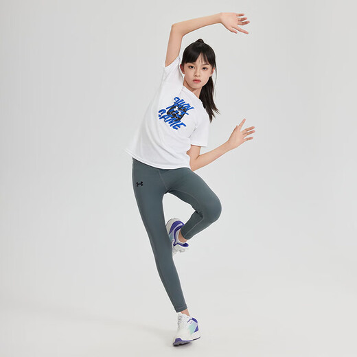 Under Armor children's quick-drying T-shirt summer short-sleeved quick-drying clothes for boys and girls tops summer clothes for children white 160