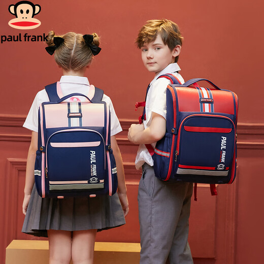 Big Mund Monkey Student Style Primary School Schultaschen für Mädchen für Mädchen erste bis Sechste Klassen Jungen Kinderkörper reduzieren Ridge Protection Rucksack 8801 Rosa große Größe (Klassen 3-6)