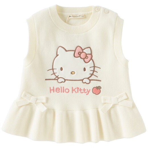 David BELLA (DAVE/BELLA) [Hello Kitty Joint Brand] Girls Sweater Children's Vest Knitted Sweater Baby Vest Children's Top White [Spot] 73 cm (Suggested height 66-73 cm)