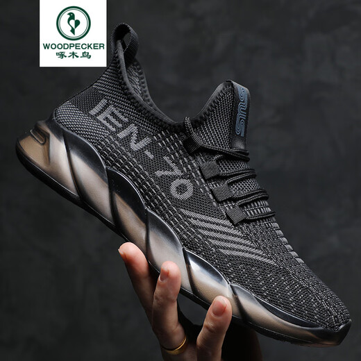 Holzspecker High-End New Summer Sports Schuhe atmungsaktive Freizeitschuhe Neue trendige Mesh Dad Schuhe Herren-Laufschuhe 9888 Schwarz 40