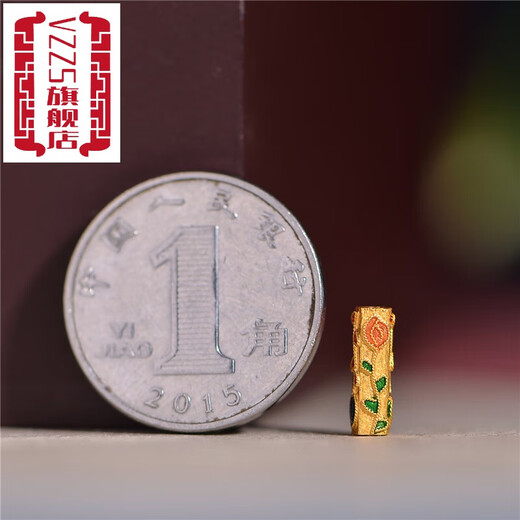 VZZS Tibetan Beads Jewelry House Pure Gold Enamel Burnt Blue Rose Beads Palace Made Ancient Gold Bracelet Pendant Accessories