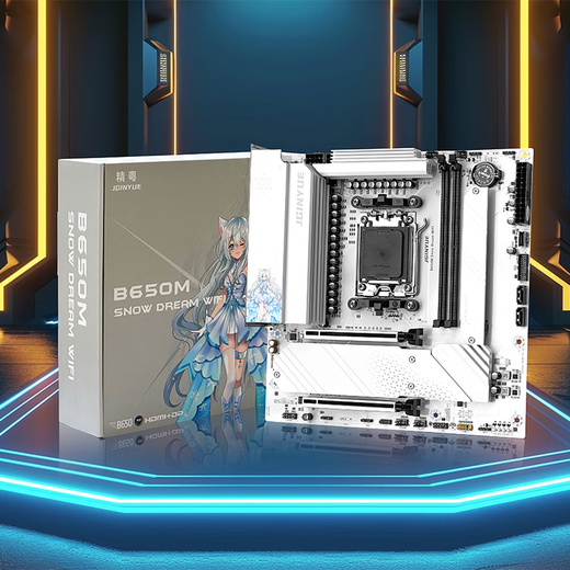 精粤(JGINYUE) 精粤 主板CPU套装B650M SNOW DREAM WIFI6E+AMD 锐龙 R9 9900X 主板CPU套装